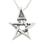 Tiny Wiccan Third Degree Pentagram Necklace, with Attached Chain, Handmade