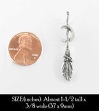Broomstick with Crescent Moon Pendant, Handmade - 925 Sterling Silver