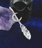 Broomstick with Crescent Moon Pendant, Handmade - 925 Sterling Silver