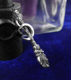 Broomstick with Crescent Moon Pendant, Handmade - 925 Sterling Silver
