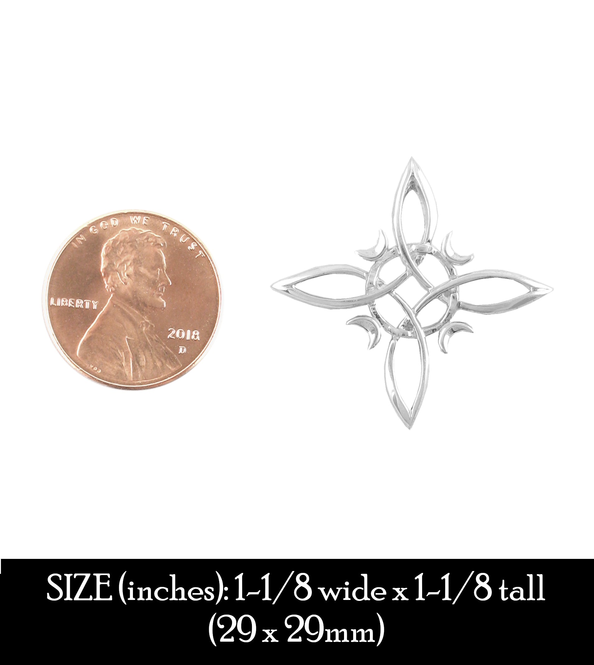 Witch's Knot with 4 Crescent Moons Pendant, Handmade