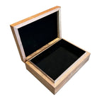 Velvet Lined Laser Etched Wooden Box - Wolf w/ Black Onyx Inlay