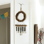 Wreath Wall Hanging: Tree of Life, Twig, Charms, Glass Beads - Handcrafted