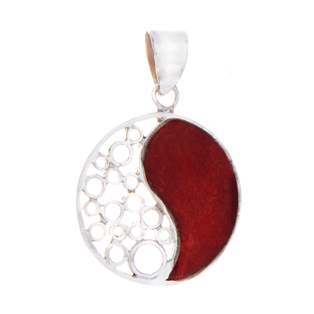 Yin Yang Red Coral Pendant