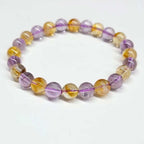 Amethyst & Citrine Round Bead Bracelet 8mm - Manifesting Blessings