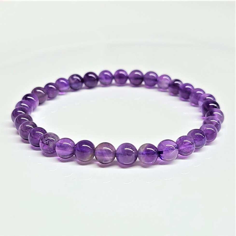 Amethyst Round Bead Bracelet - The Serenity Stone