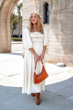 Angelica Natural Ruched Midi Dress