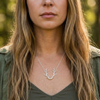 Antlers with Crescent Moon Necklace, Handmade