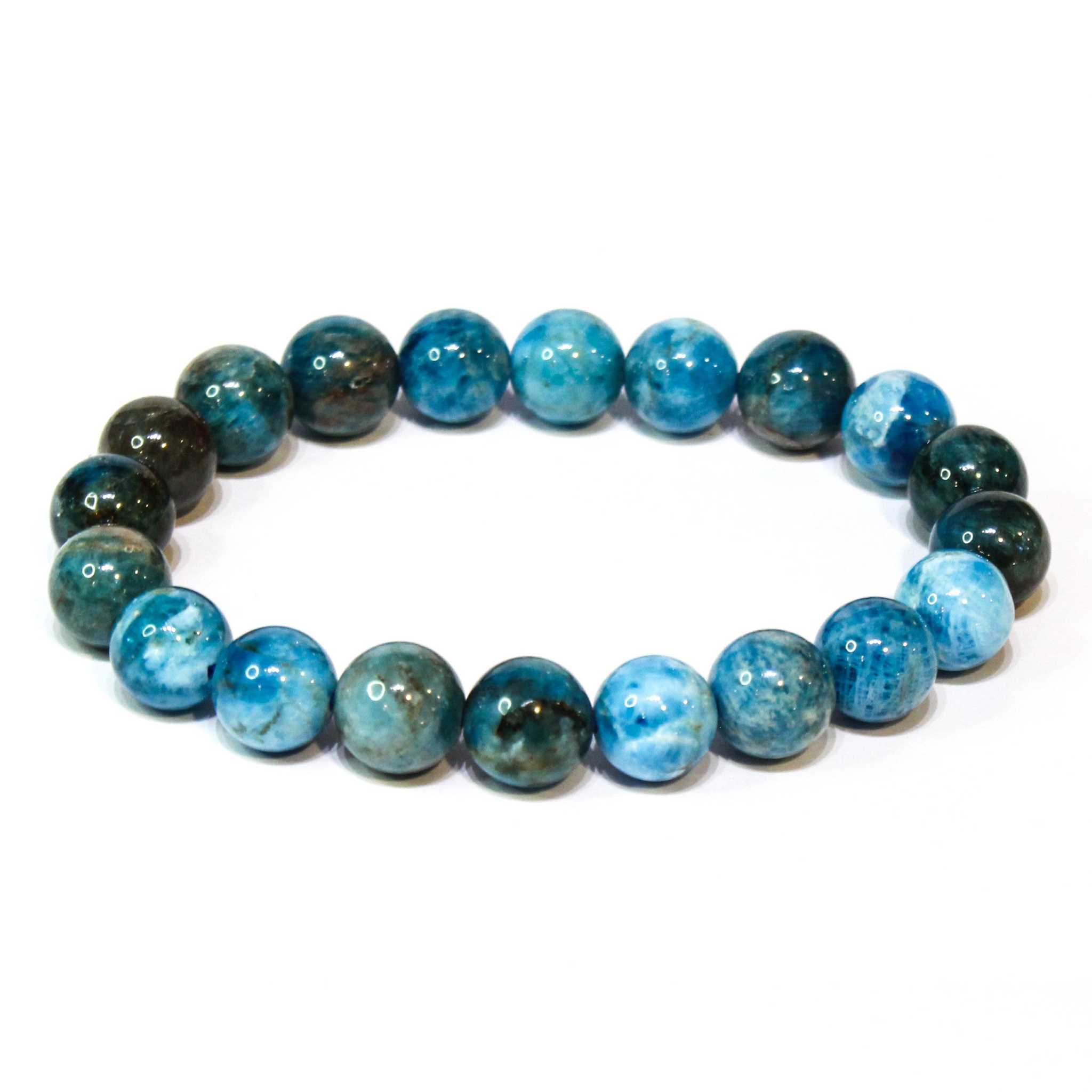 Blue Apatite Round Bead Bracelet