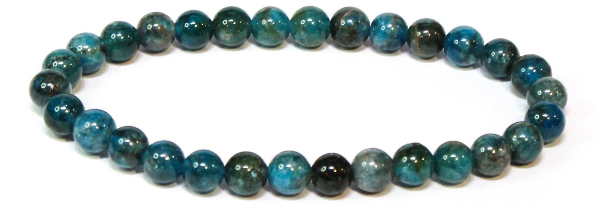 Blue Apatite Round Bead Bracelet