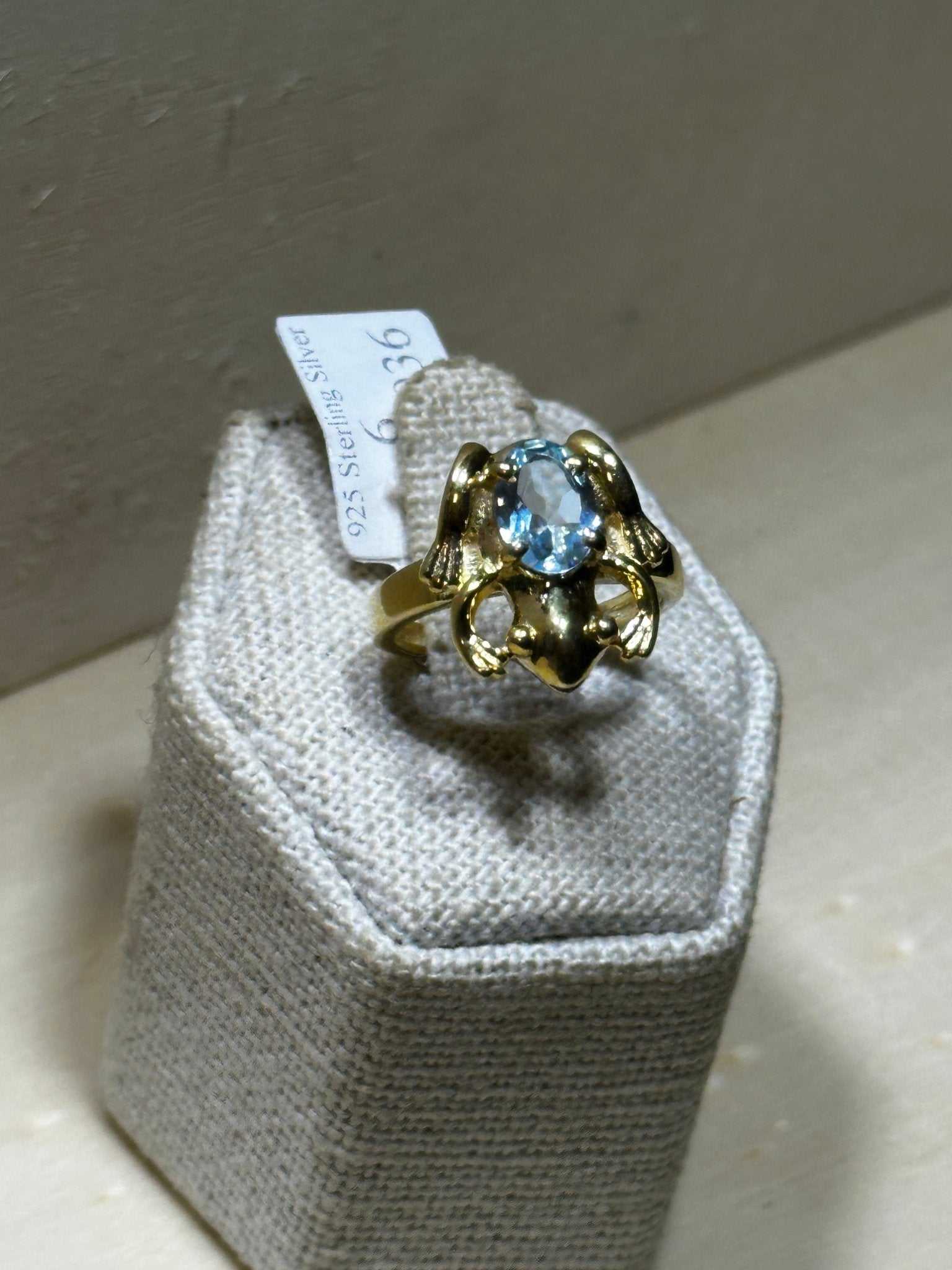 Aquamarine Frog Ring Size 6 (04.1036)
