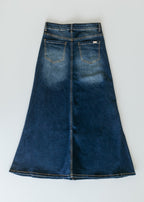 Bethany Dark Wash A-line Long Denim Skirt - FINAL SALE