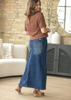 Bethany Dark Wash A-line Long Denim Skirt - FINAL SALE