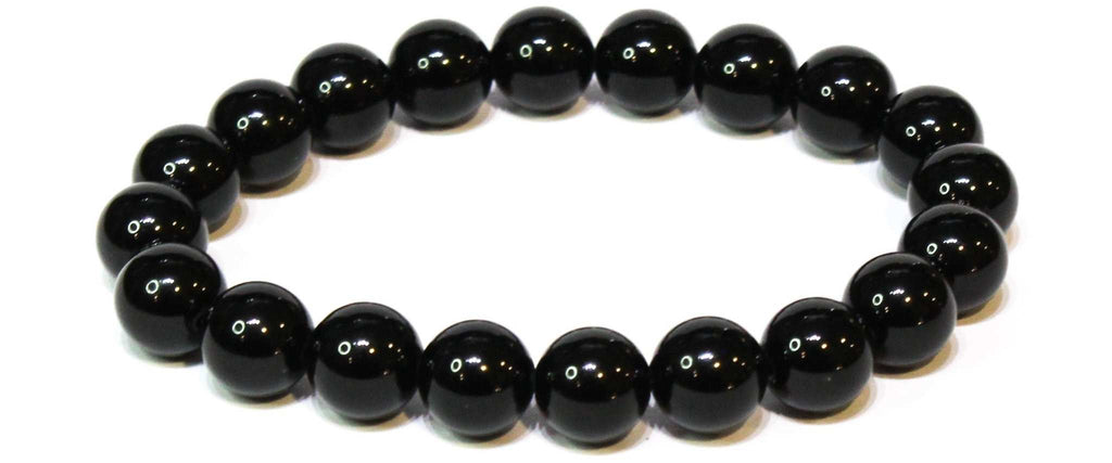 Black Obsidian Round Bead Bracelet