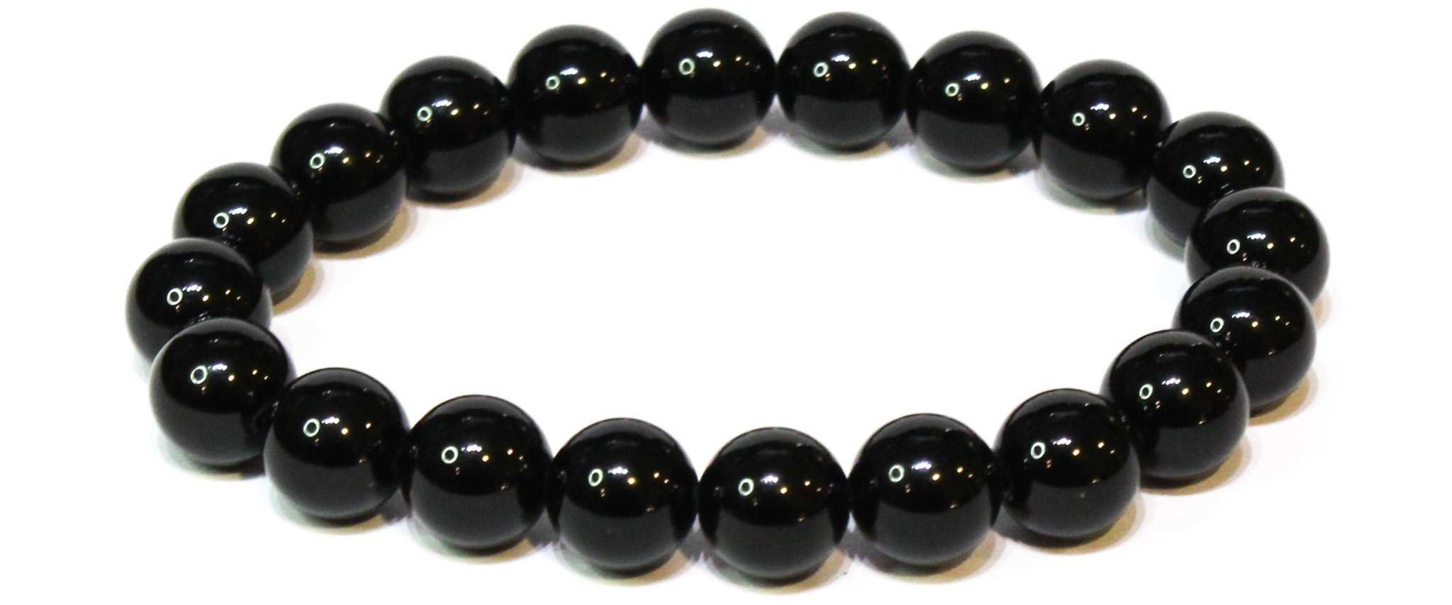 Black Obsidian Round Bead Bracelet