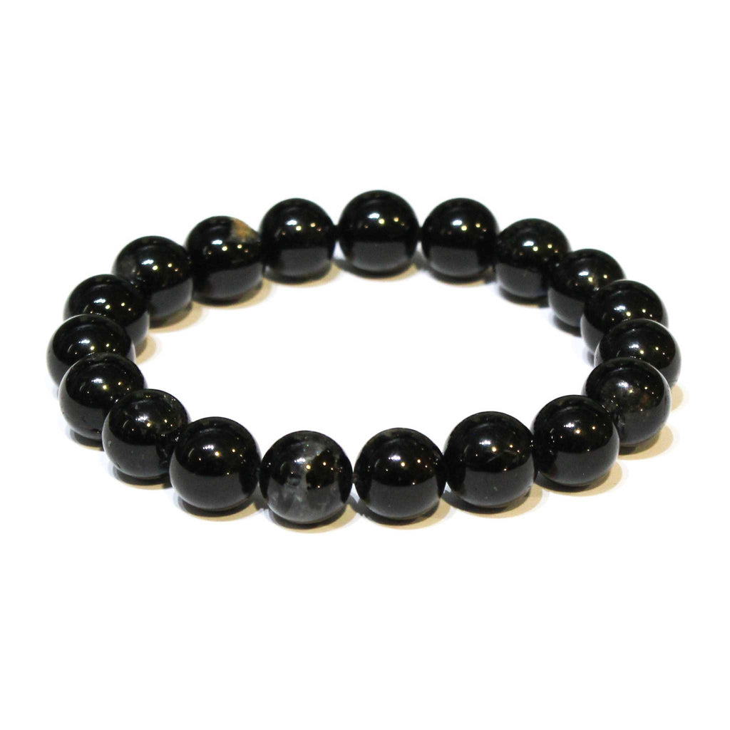 Black Tourmaline Round Bead Bracelet - Energy Filter