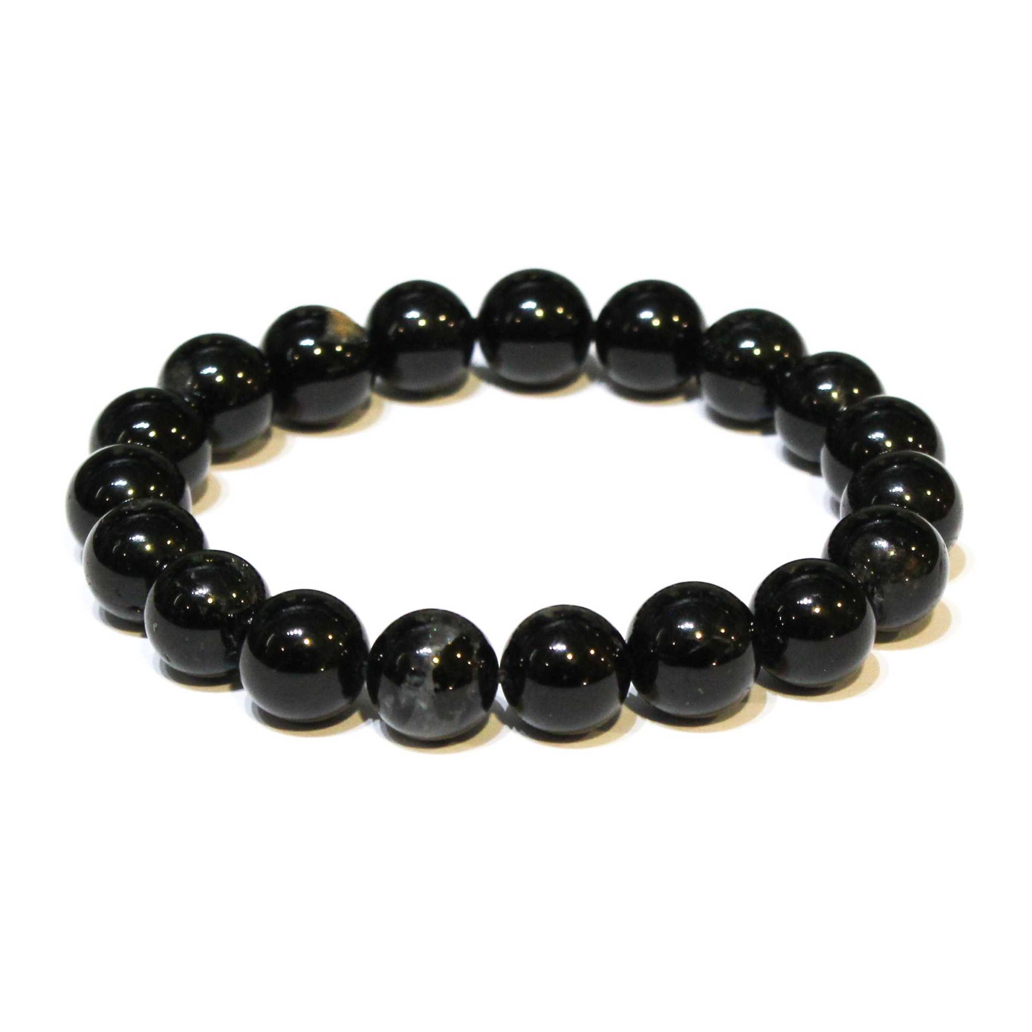 Black Tourmaline Round Bead Bracelet - Energy Filter