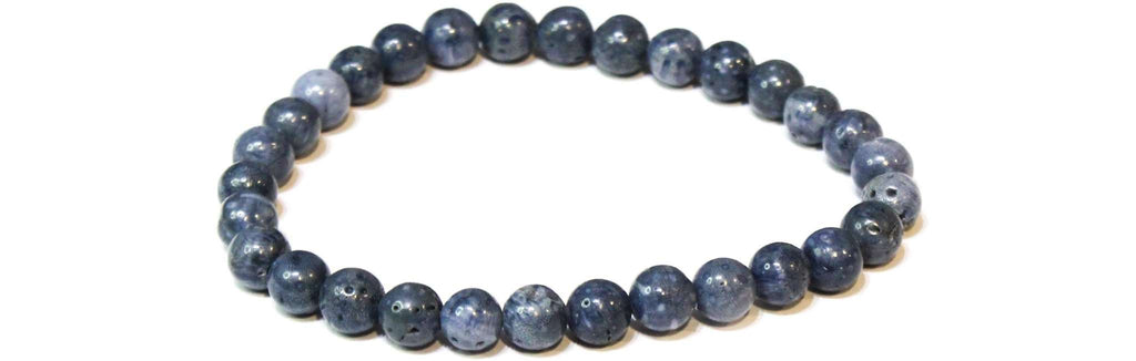 Blue Coral Round Bead Bracelet