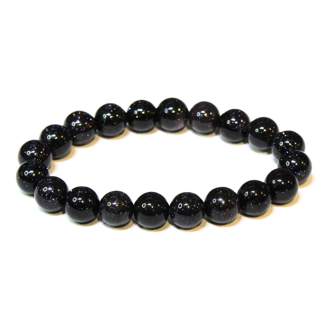 Blue Goldstone Round Bead Bracelet - Symbol of the Night Sky