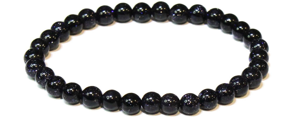 Blue Goldstone Round Bead Bracelet - Symbol of the Night Sky