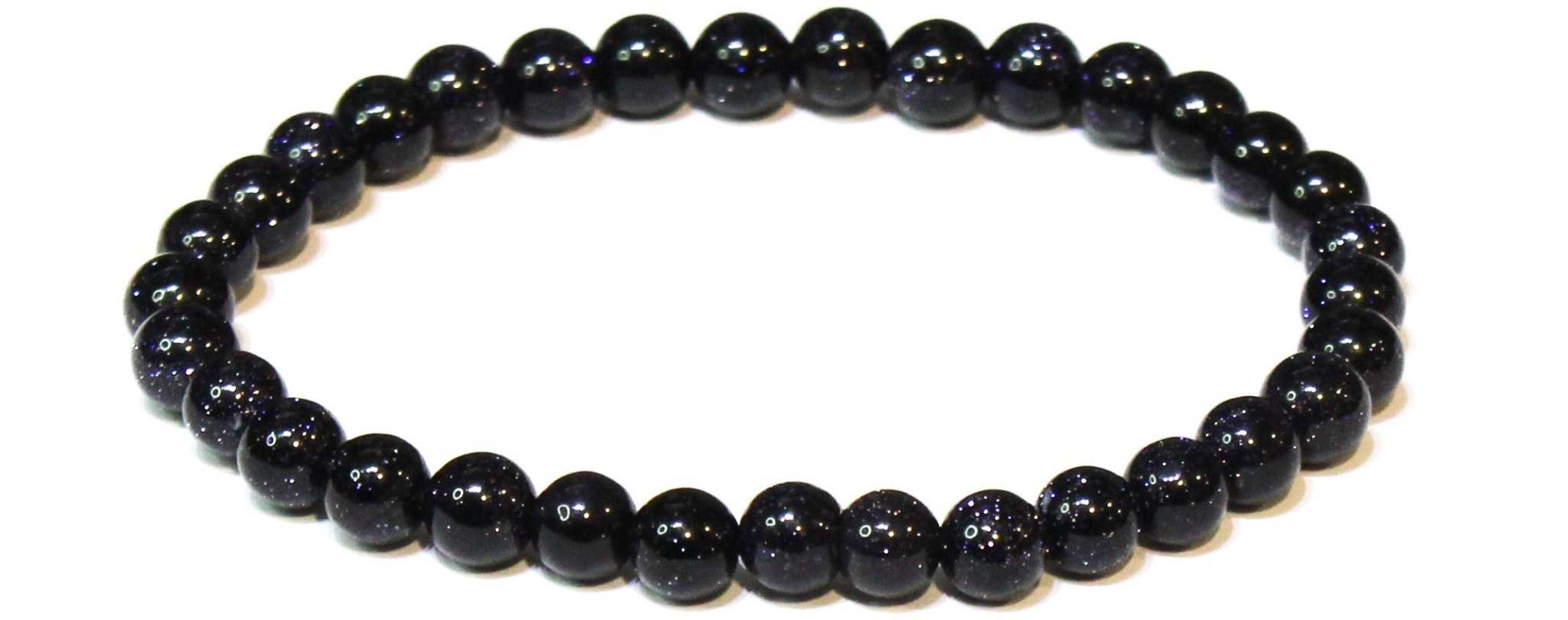 Blue Goldstone Round Bead Bracelet - Symbol of the Night Sky