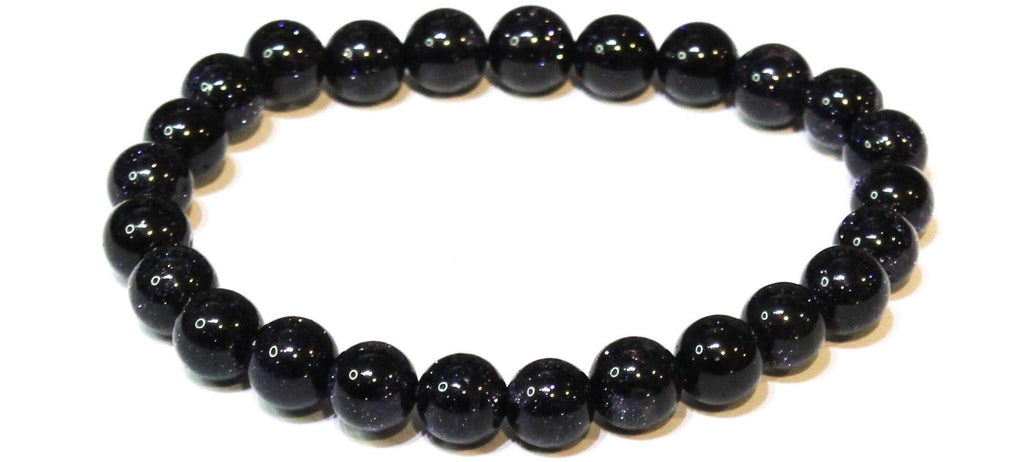 Blue Goldstone Round Bead Bracelet - Symbol of the Night Sky