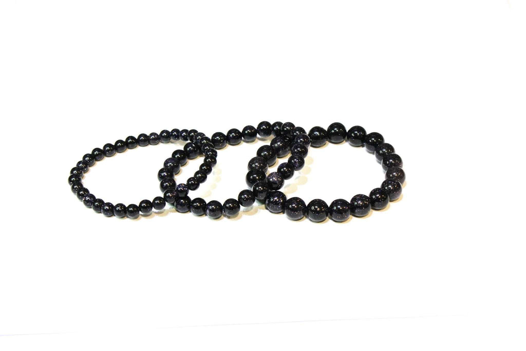 Blue Goldstone Round Bead Bracelet - Symbol of the Night Sky