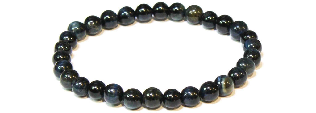 Blue Tiger Eye (Hawk's Eye) Round Bead Bracelet