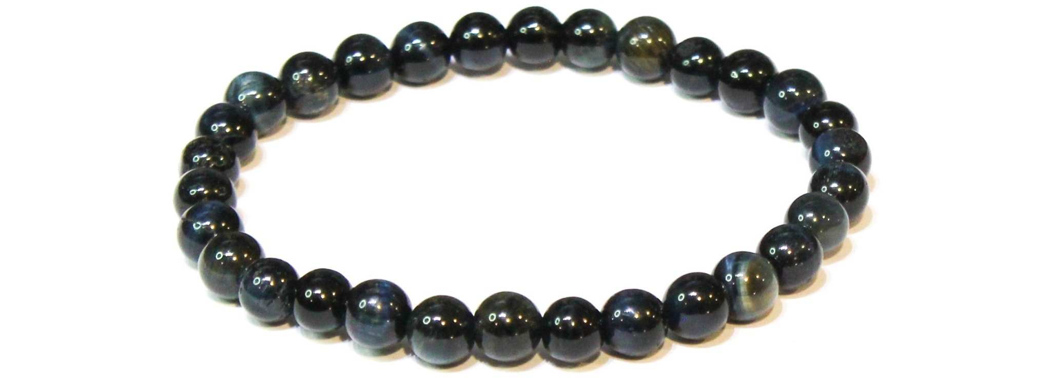 Blue Tiger Eye (Hawk's Eye) Round Bead Bracelet