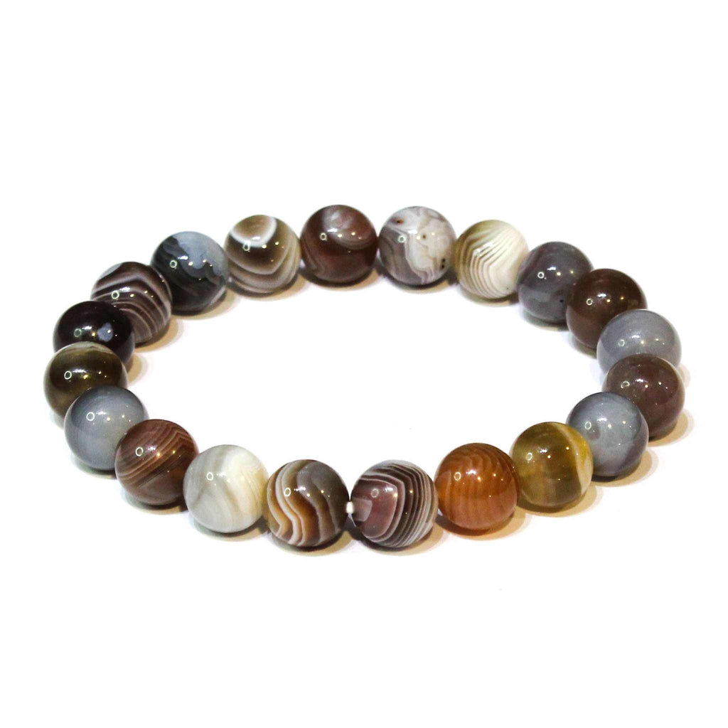 Botswana Agate Round Bead Bracelet