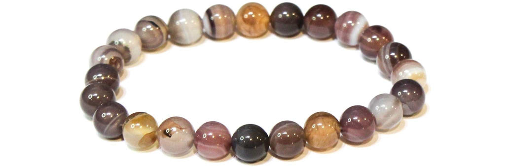 Botswana Agate Round Bead Bracelet