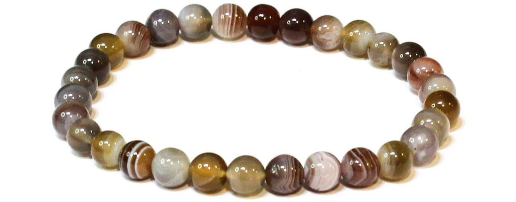 Botswana Agate Round Bead Bracelet
