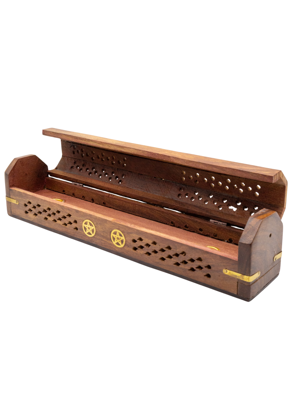 Pentacle Brass Inlay Coffin Incense Burner