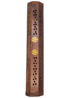 Pentacle Brass Inlay Coffin Incense Burner