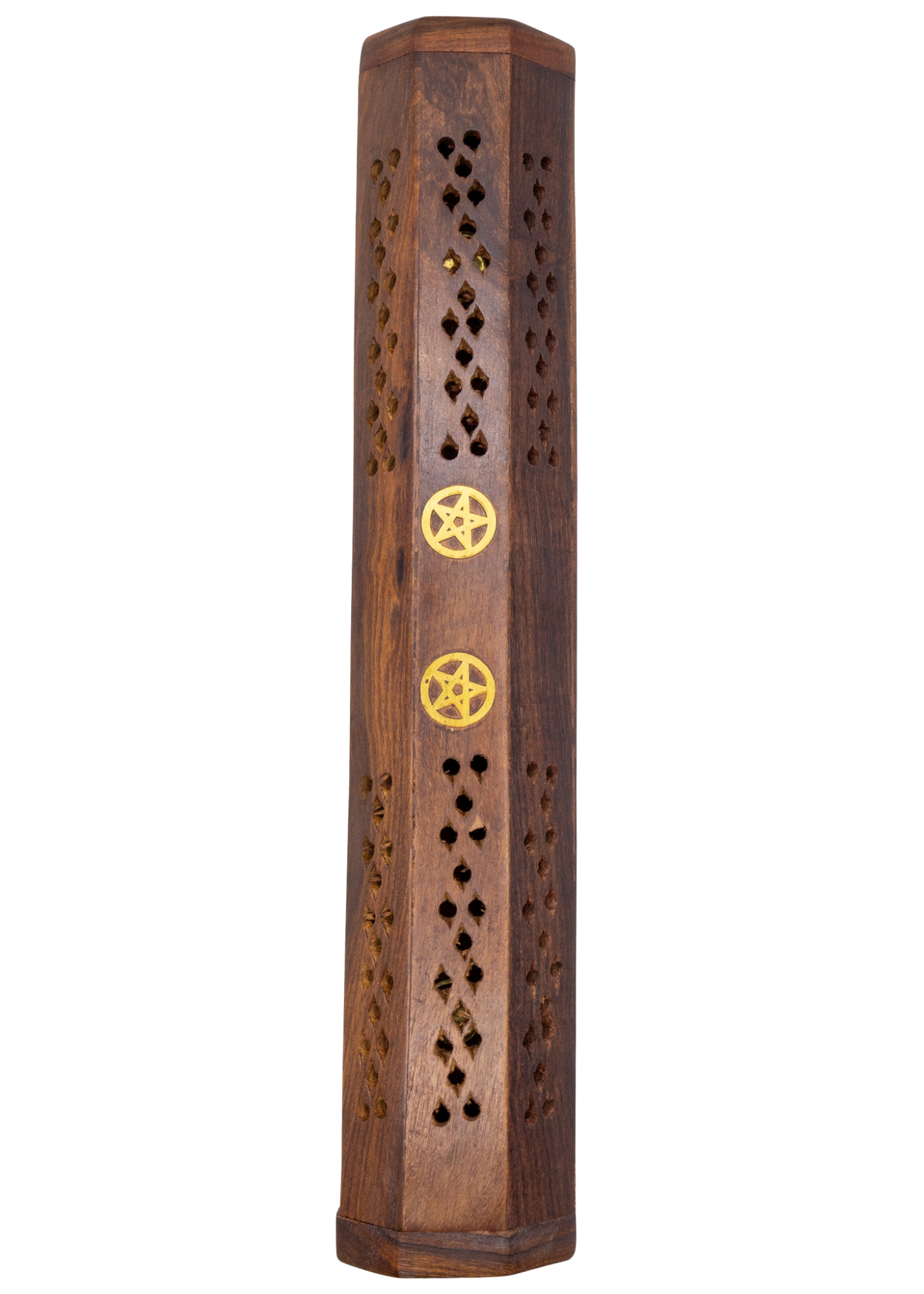 Pentacle Brass Inlay Coffin Incense Burner