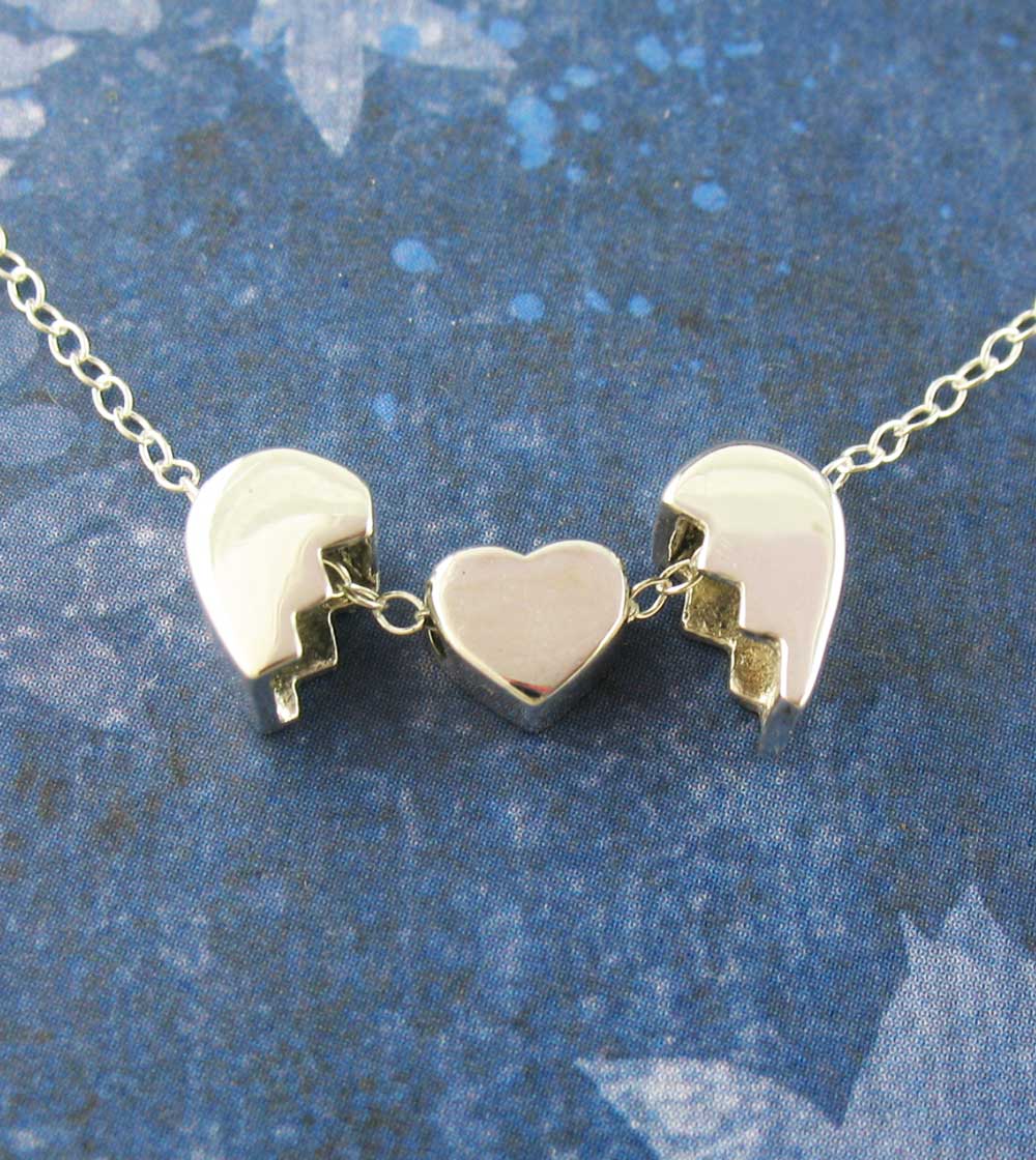Heal a Broken Heart Pendant Necklace with Hidden Heart, Engravable