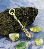 Besom or Broomstick Charm, Handmade - 925 Sterling Silver