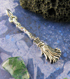Besom or Broomstick Charm, Handmade - 925 Sterling Silver