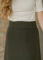 Clarise Olive Premium Knit Maxi Skirt