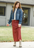 Clarise Rust Premium Knit Maxi Skirt - FINAL SALE