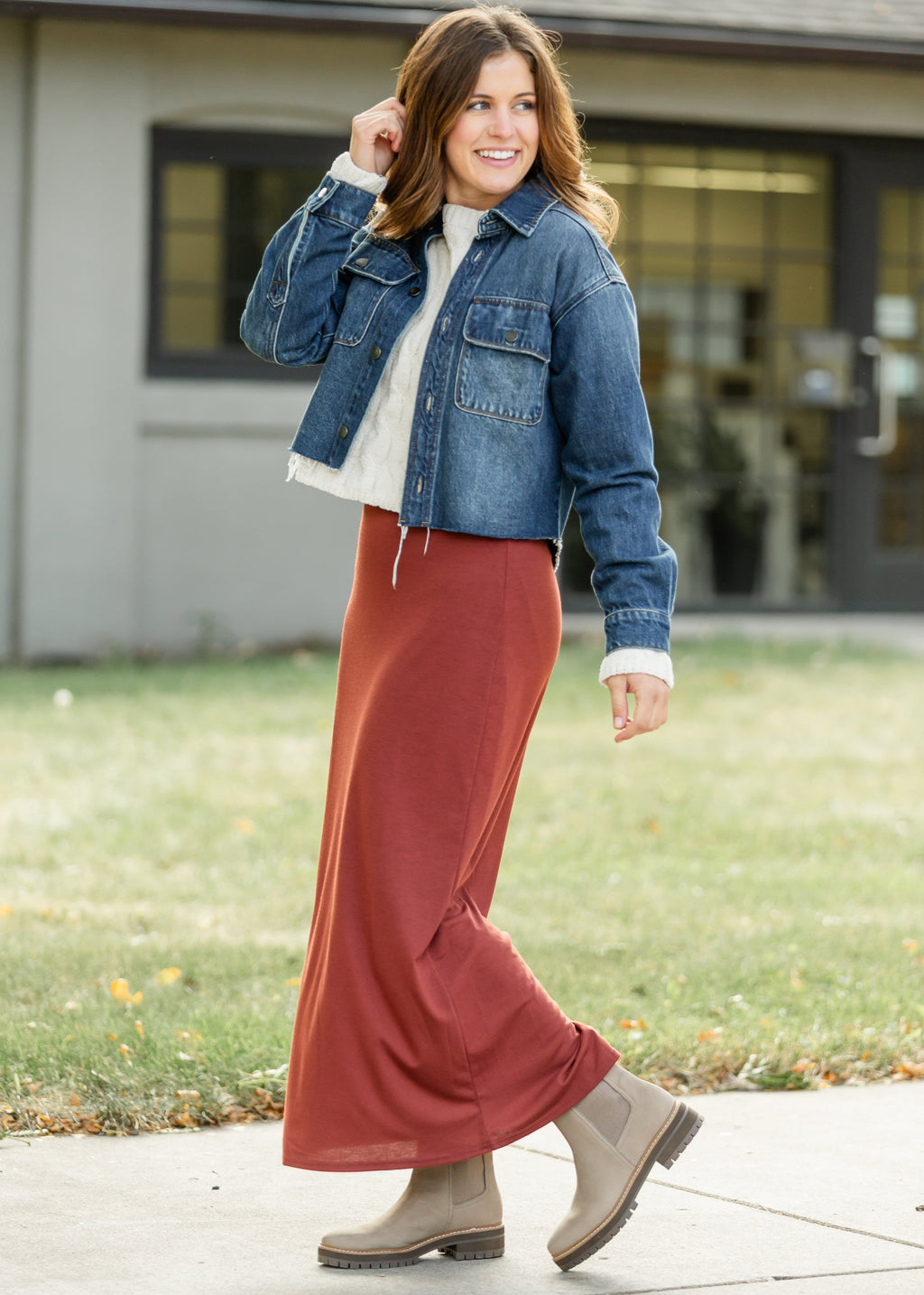 Clarise Rust Premium Knit Maxi Skirt - FINAL SALE