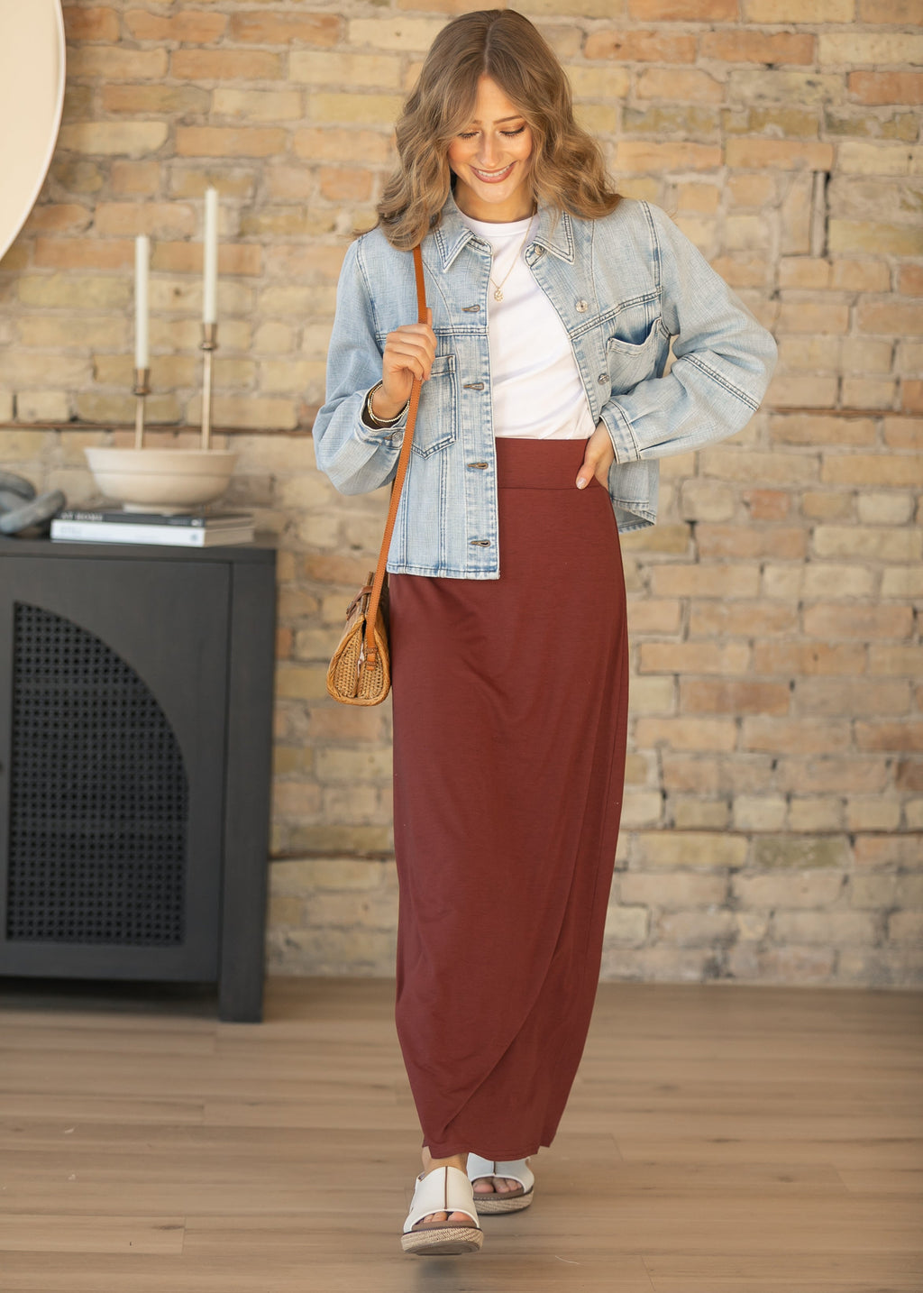 Clarise Rust Premium Knit Maxi Skirt - FINAL SALE