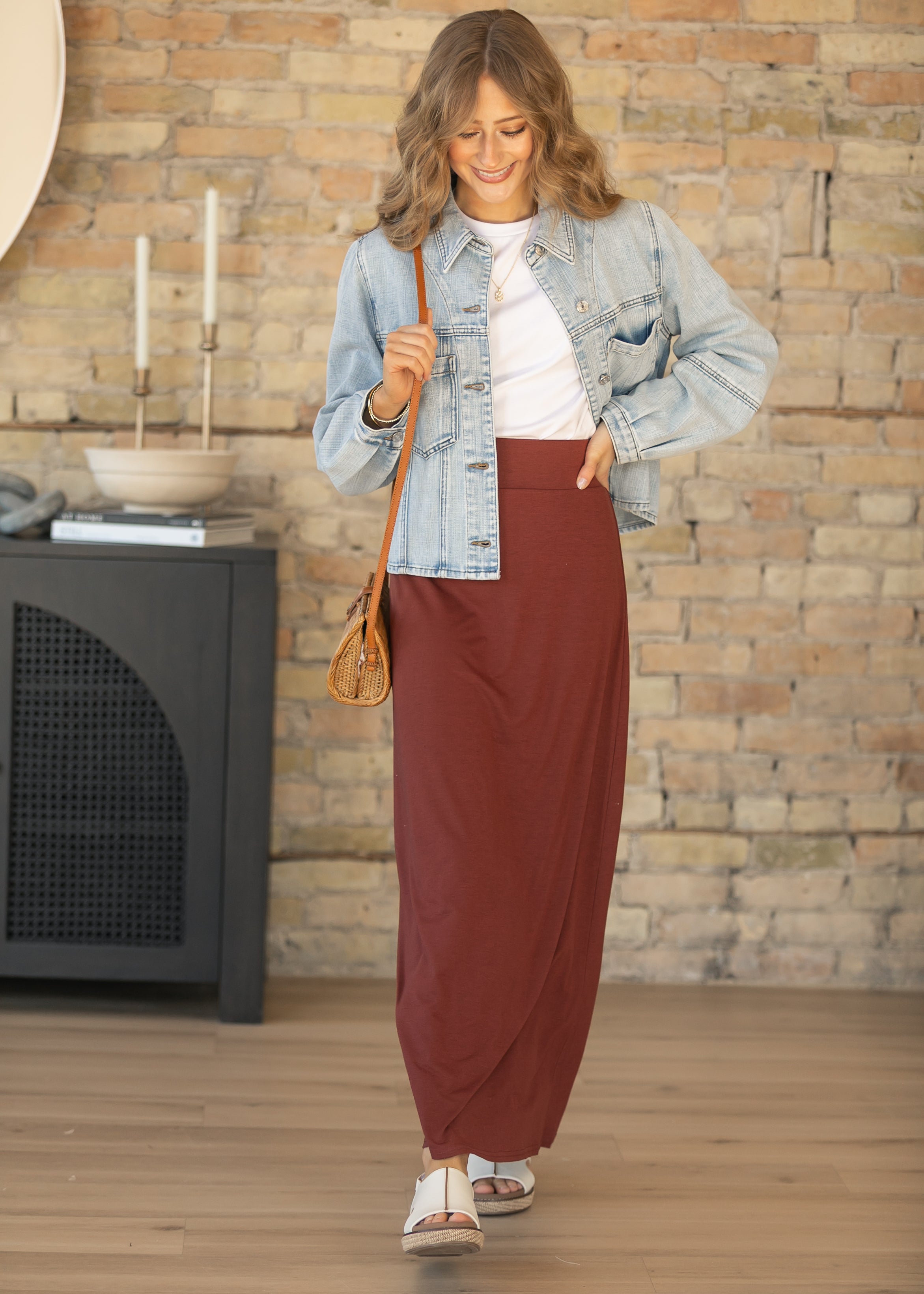 Clarise Rust Premium Knit Maxi Skirt - FINAL SALE