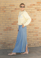Cleo Medium Wash Chambray Maxi Skirt