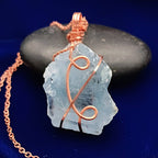 Celestite Crystal Wire-Wrapped Pendant in Copper, Sky-Blue Gemstone Necklace, Handmade