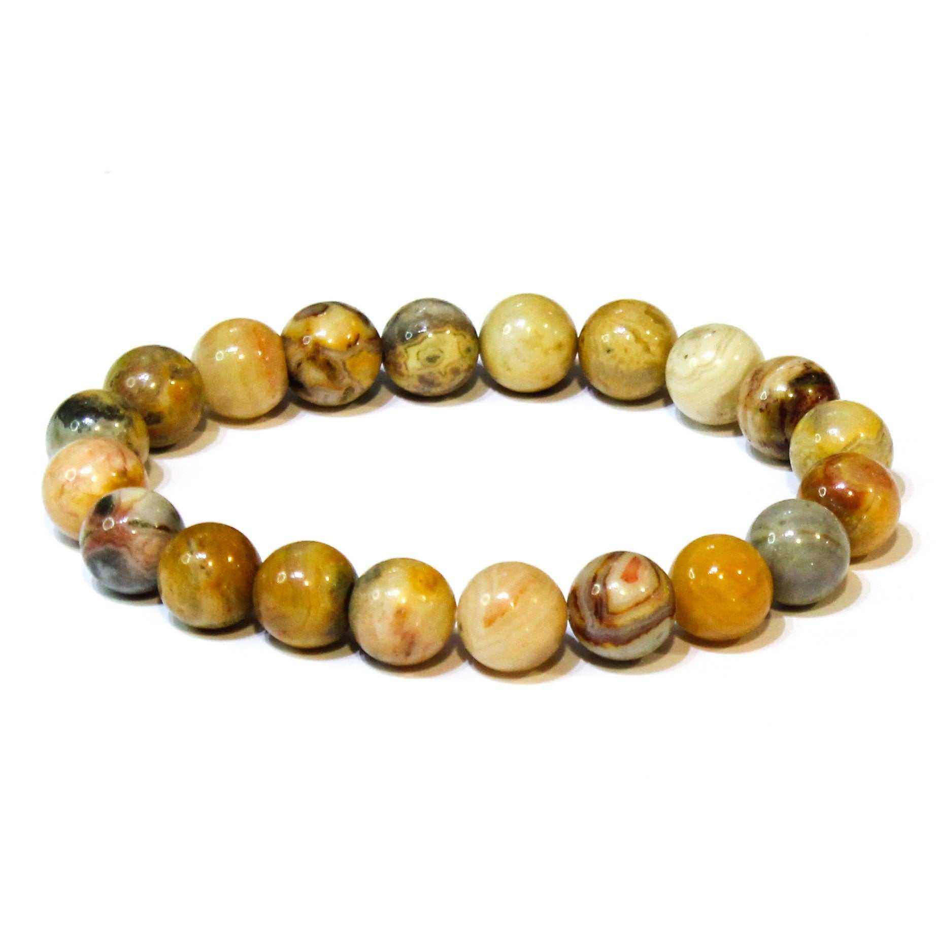 Crazy Lace Agate Round Bead Bracelet - The Laughter Stone