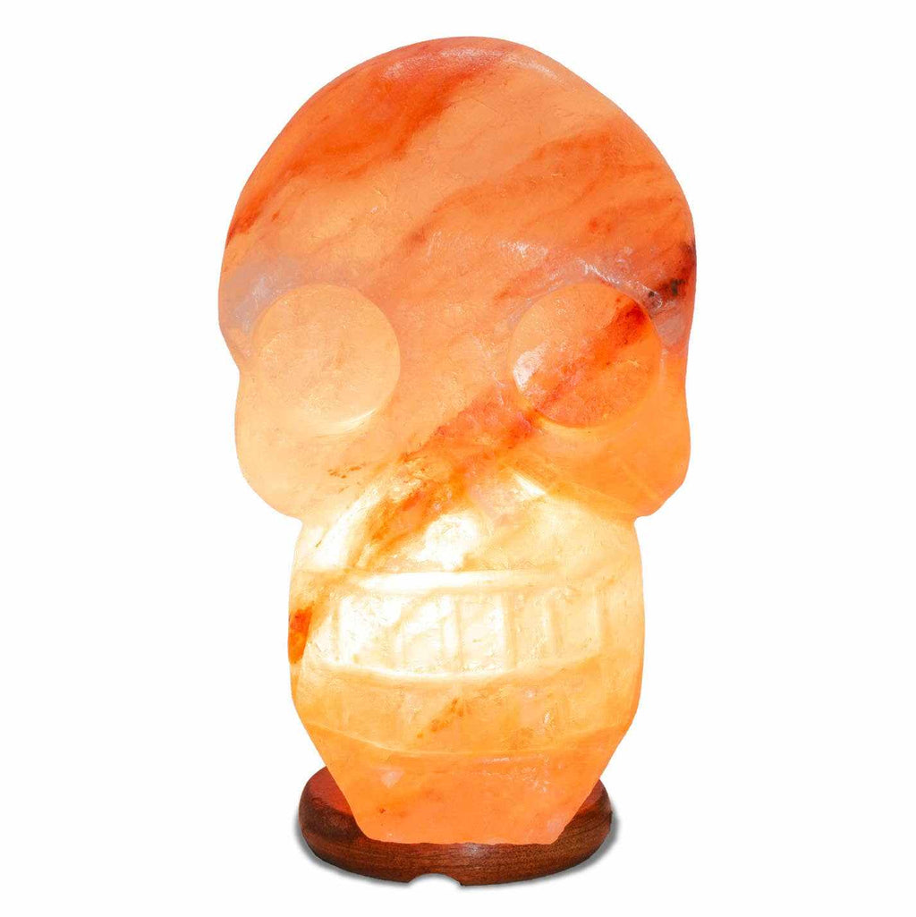 Skull Shaped Salt Lamp  - 9.5" avg. - Cord, Bulb, Dimmer