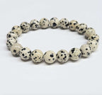 Dalmatian Jasper Round Bead Bracelet - Stone of Joy & Loyalty