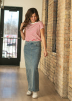 Donna Classic Wash Maxi Denim Skirt