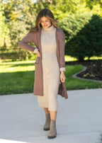 Essential Toffee Long + Soft Cardigan